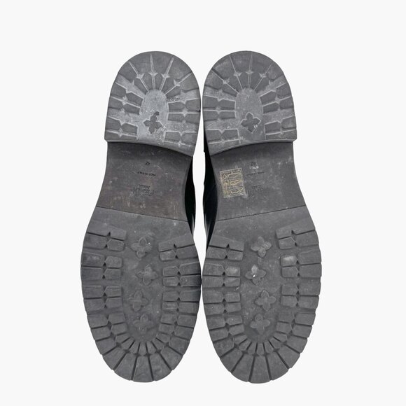 Fendi Rockoko Combat Boots EU 42 US 12 Black Leather FF Zucca Lace Up Sock - Picture 13 of 14